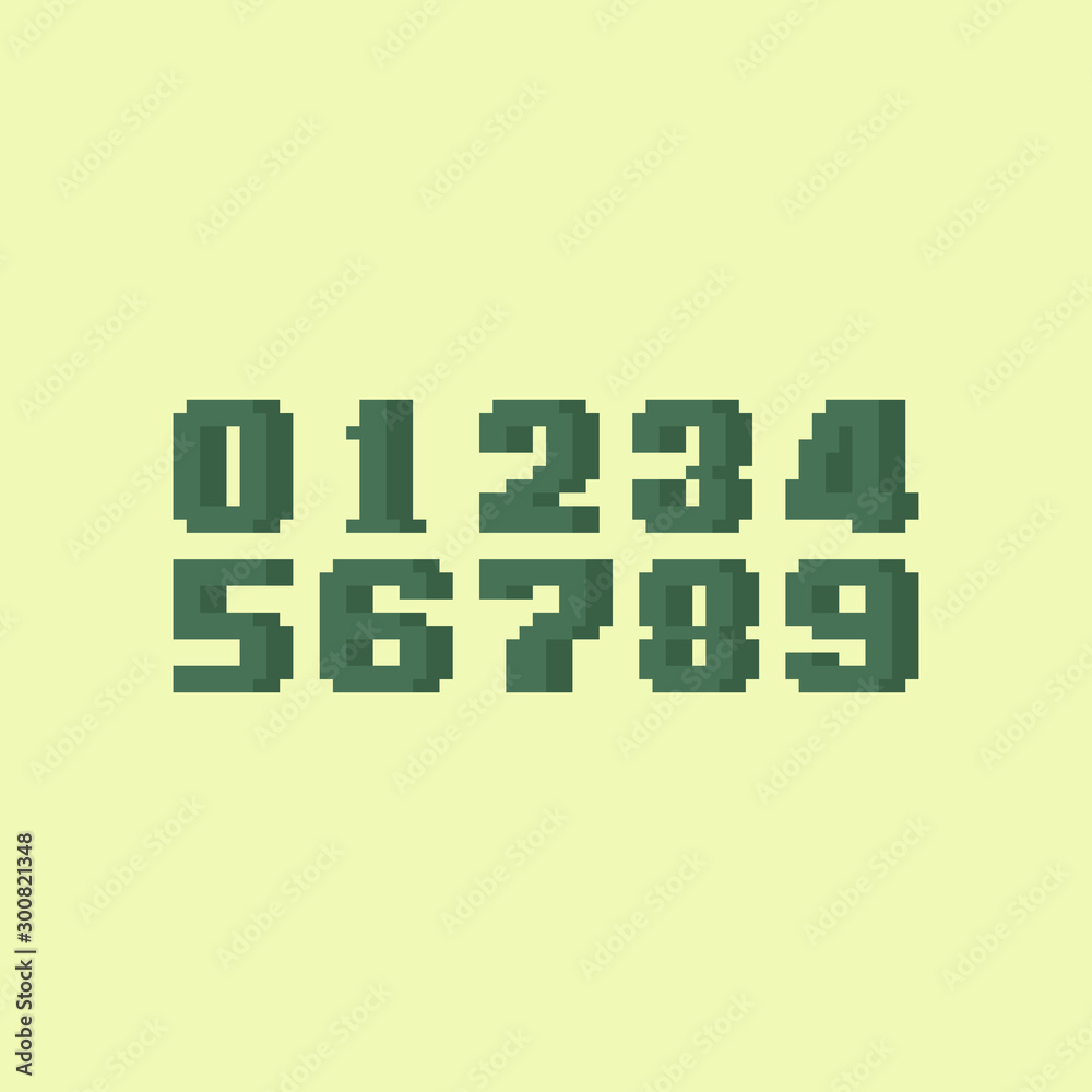 Pixel art retro number set. Pixel art retro number set.