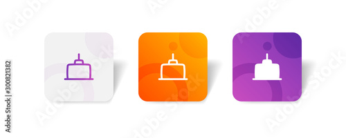 Birthday cake round icon in outline and solid style with colorful smooth gradient background, suitable for UI, app button,  infographic, etc