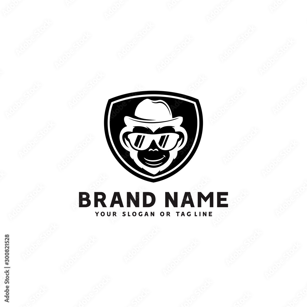 monkey logo design vector template white background