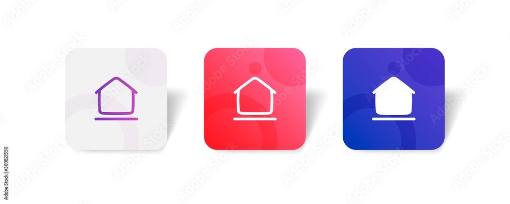 Home round icon in outline and solid style with colorful smooth gradient background, suitable for UI, app button,  infographic, etc