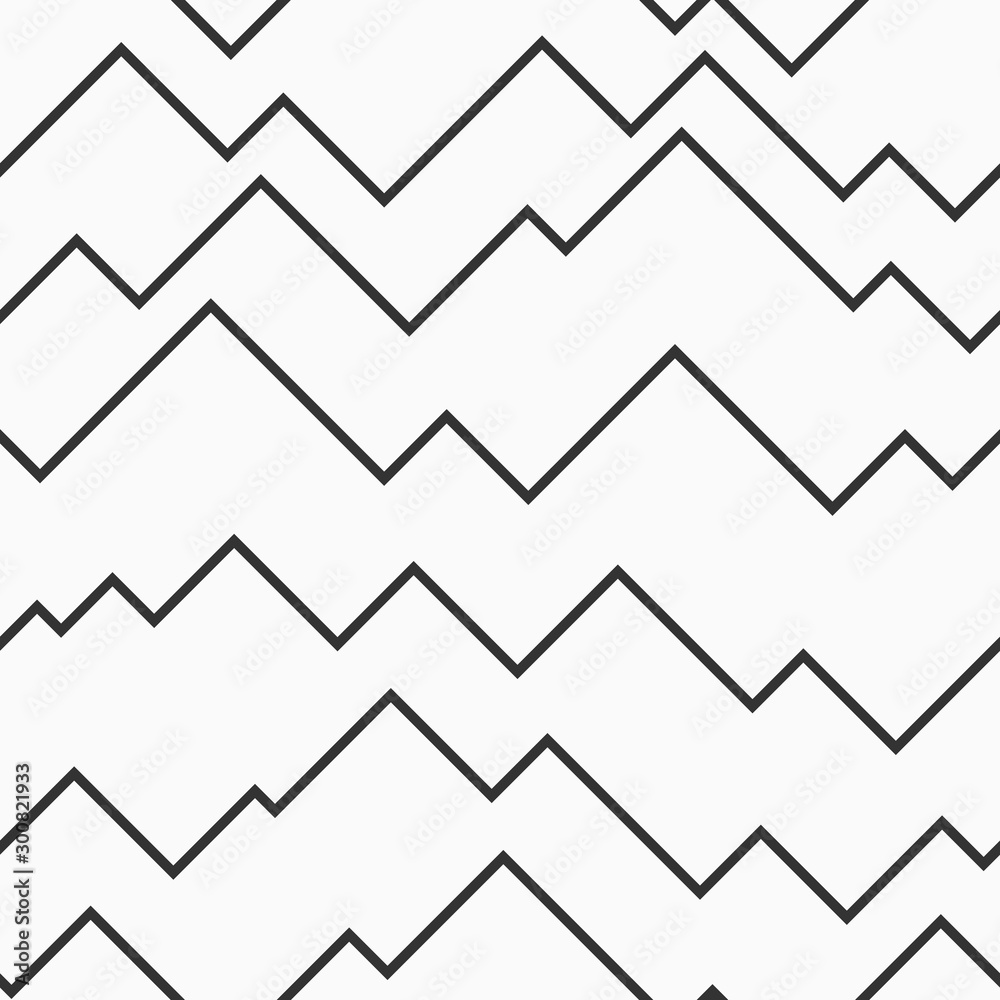 Abstract zig zag lines seamless pattern. Stylized mountains.
