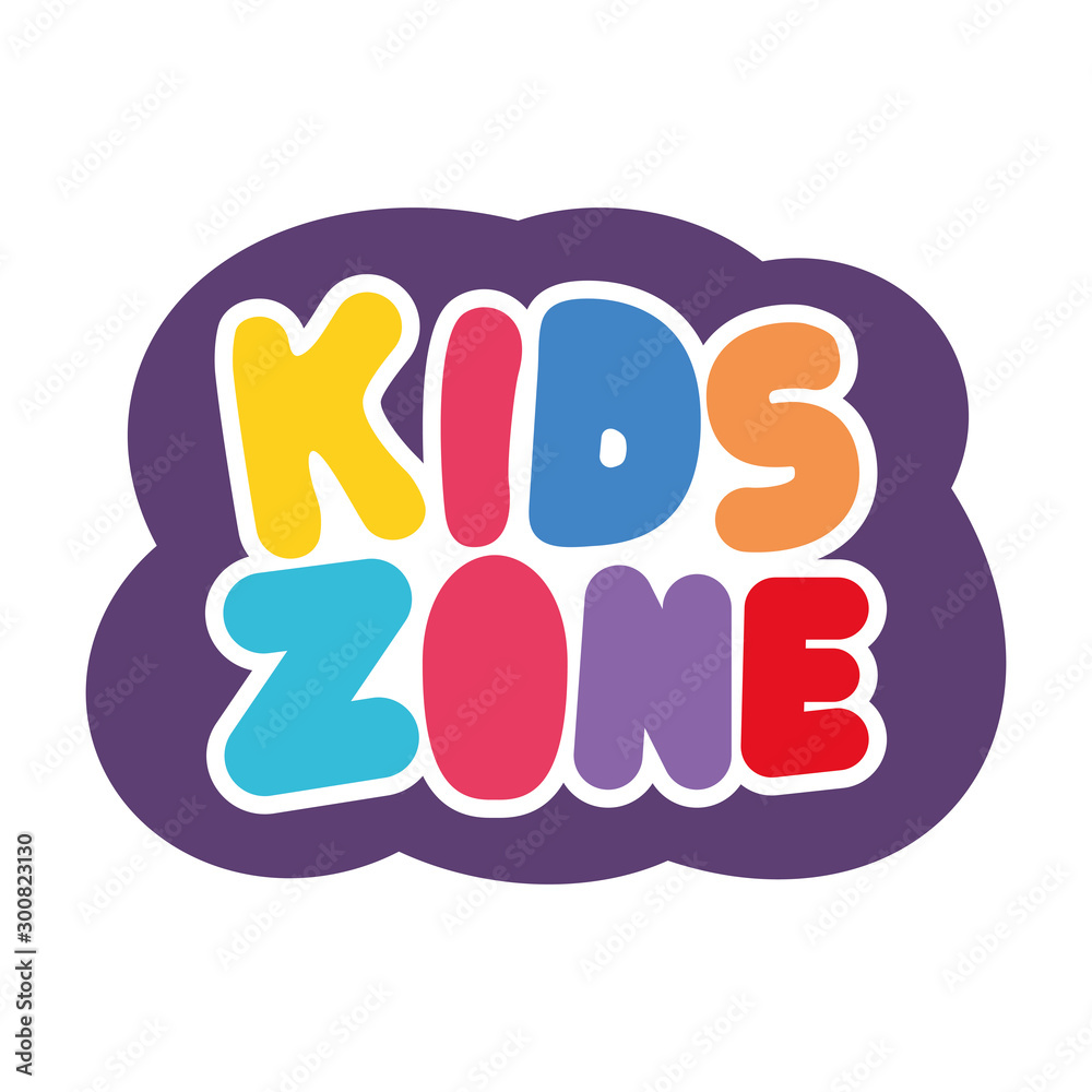 kids zone lettering label icon kids zone lettering label icon
