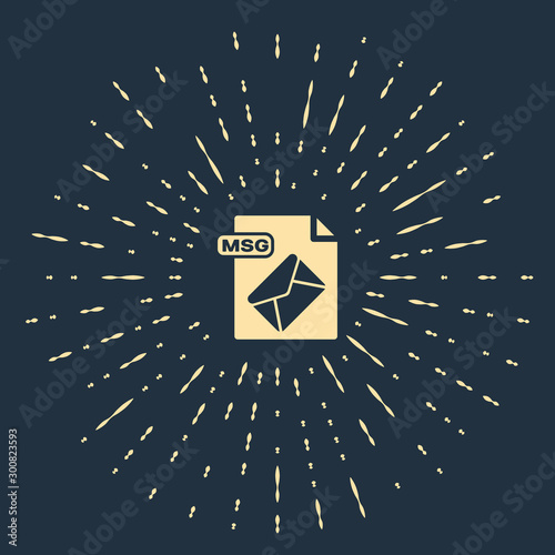 Beige MSG file document. Download msg button icon isolated on dark blue background. MSG file symbol. Abstract circle random dots. Vector Illustration