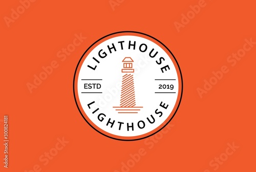 Modern simple lighthouse coastal beach logo design vector graphic