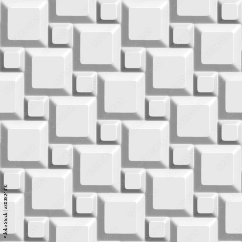 Geometric 3D white background. Seamless pattern. Rendering illustration. Geometric 3D white background. Seamless pattern. Rendering illustration.