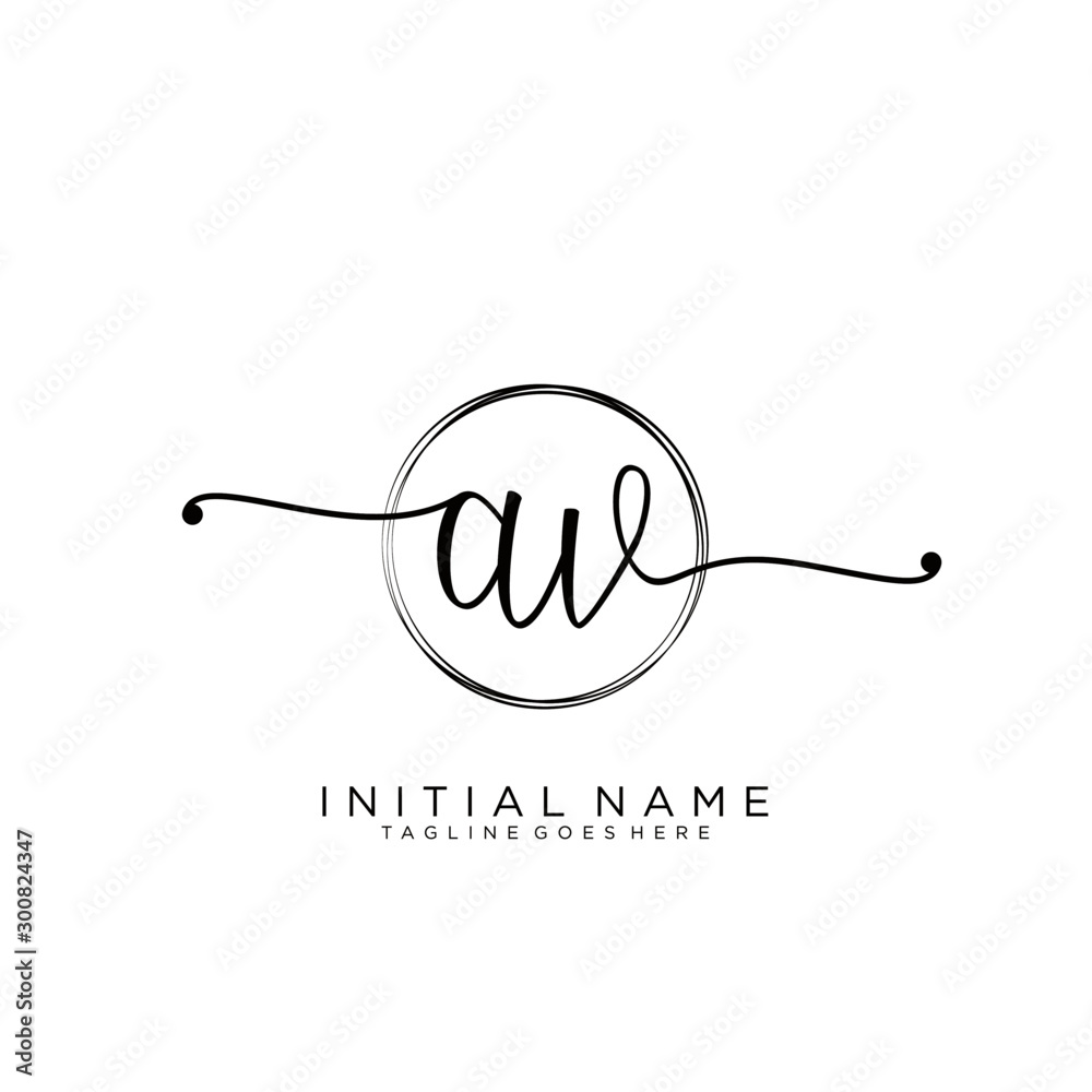 Obraz premium AV Initial handwriting logo with circle template vector.