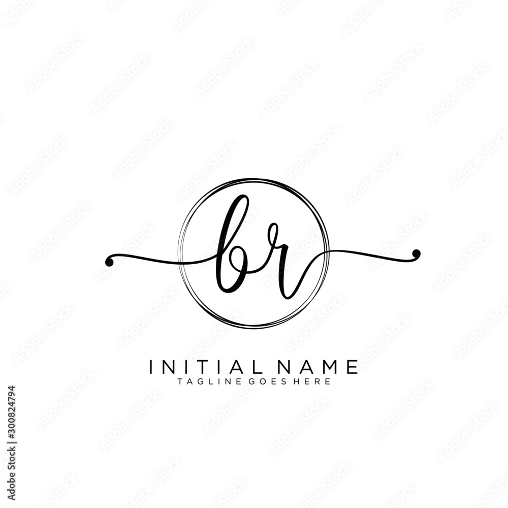 Obraz premium BR Initial handwriting logo with circle template vector.