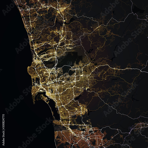 Map San Diego city. California