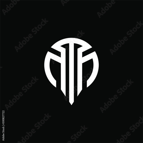 Initial letter M logo template with modern abstract mask or spartan helmet in flat design illustration