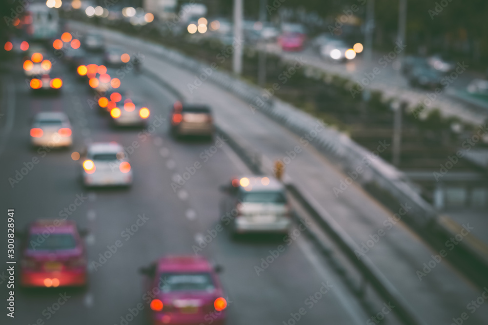 Fototapeta premium Abstract blur of traffic jam in the city Bangkok Thailand