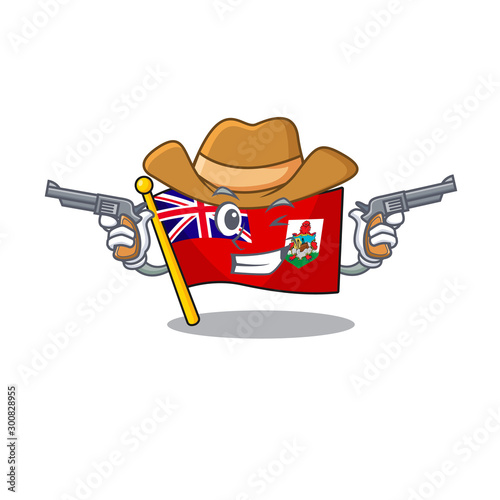 cowboy flag bermuda cartoon in character shape