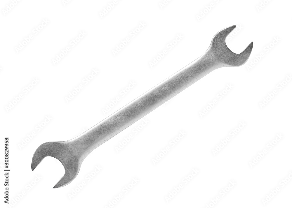 Metal wrench close up. Wrench isolate on a white background. Metal wrench close up. Wrench isolate on a white background.