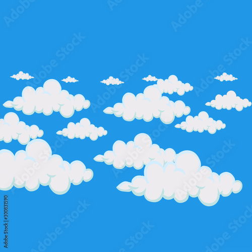 Background - Sky with Clouds - Cartoon Vector Image
