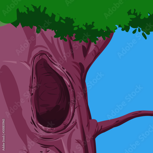 Background - Tree with Hole - Cartoon Vector Image
