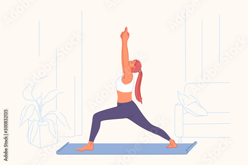 Sport exercises, yoga practice, active lifestyle concept