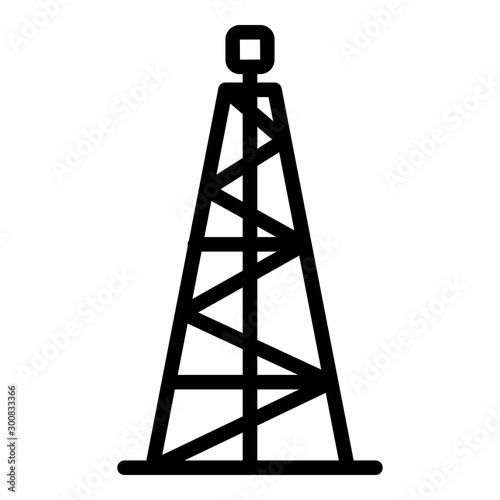Oil tower icon. Outline oil tower vector icon for web design isolated on white background