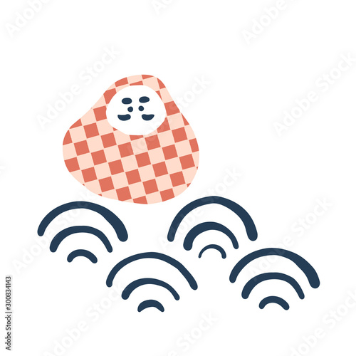 和柄パターンの手描きダルマ ベクターイラスト素材 可愛い 正月 縁起物 Stock Vector Adobe Stock