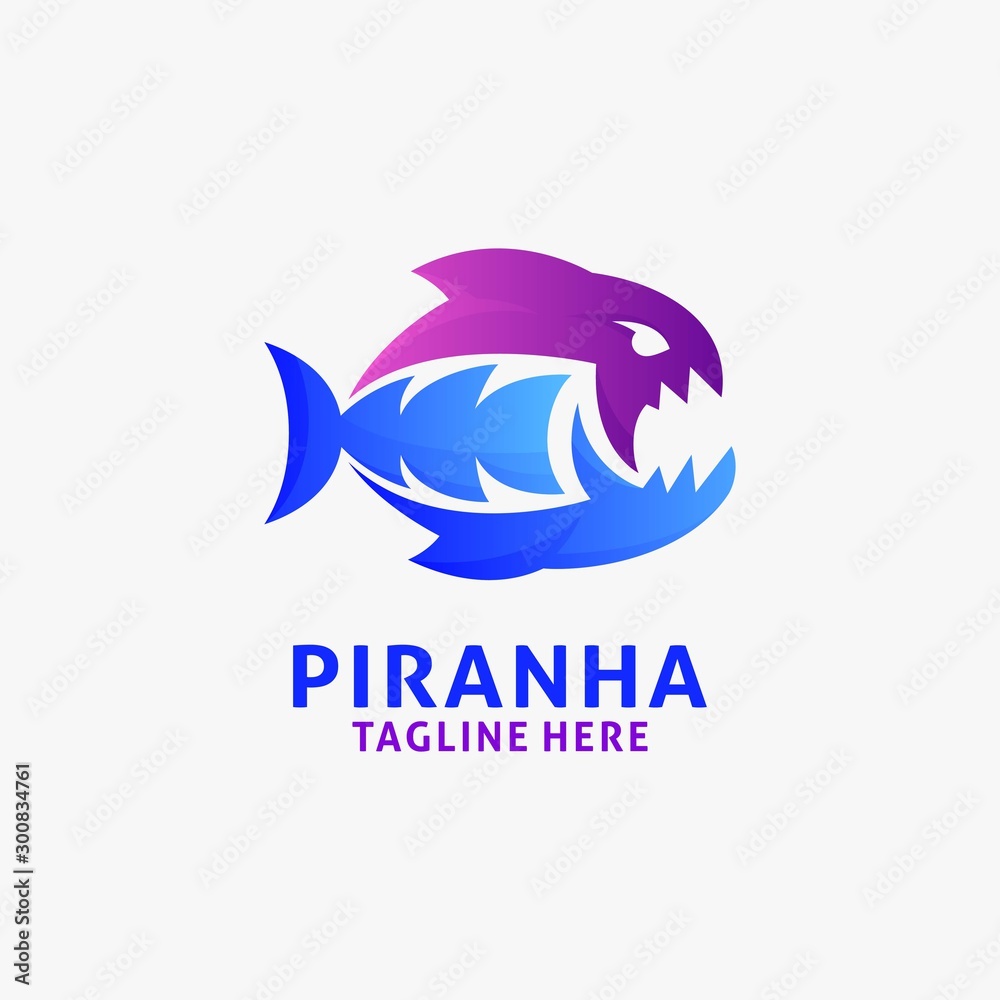 Obraz premium Piranha fish logo design