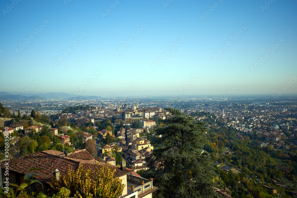 Bergamo Panorama from Upper City (CittÃ  Alta), Bergamo, Lombardy, Italy, Europe