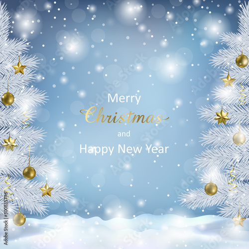 Christmas and New Year Vector Greeting Card
