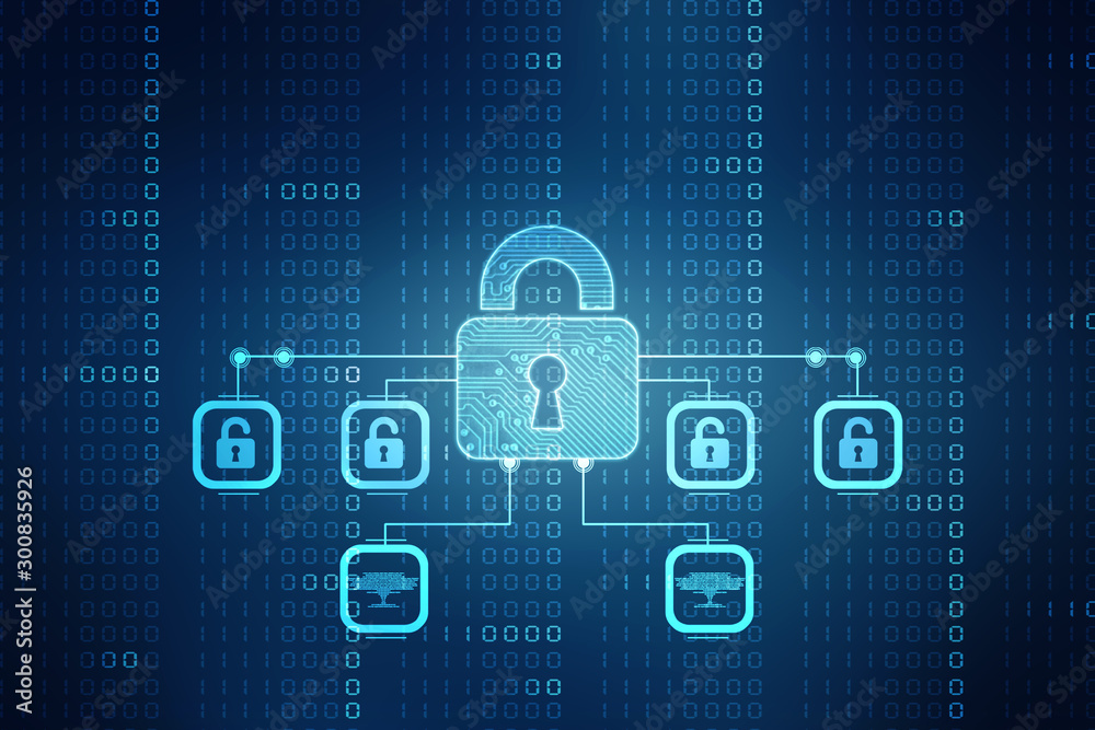 2d illustration Safety concept: Closed Padlock on digital background 2d illustration Safety concept: Closed Padlock on digital background