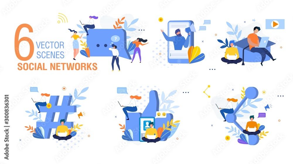 People in Social Network Flat Vector Concepts Set People in Social Network Flat Vector Concepts Set
