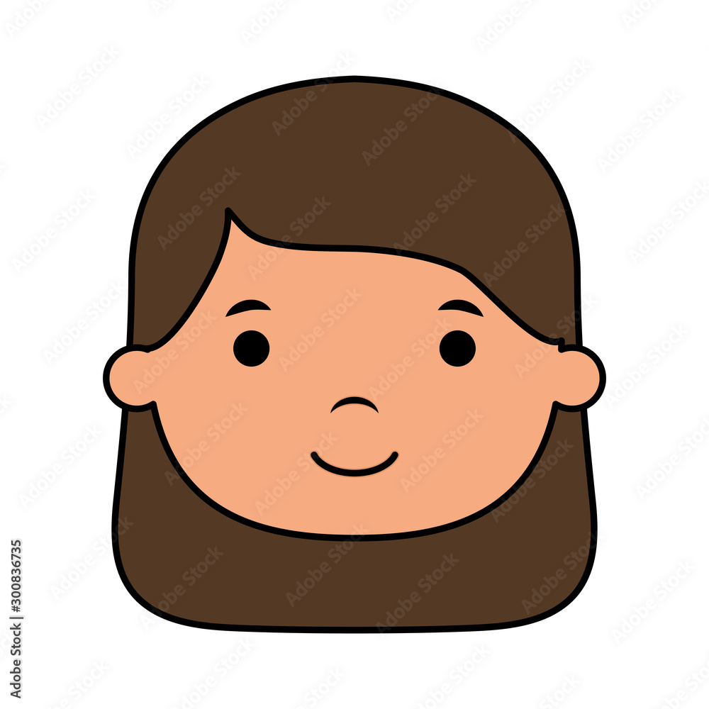 cute little girl head comic character