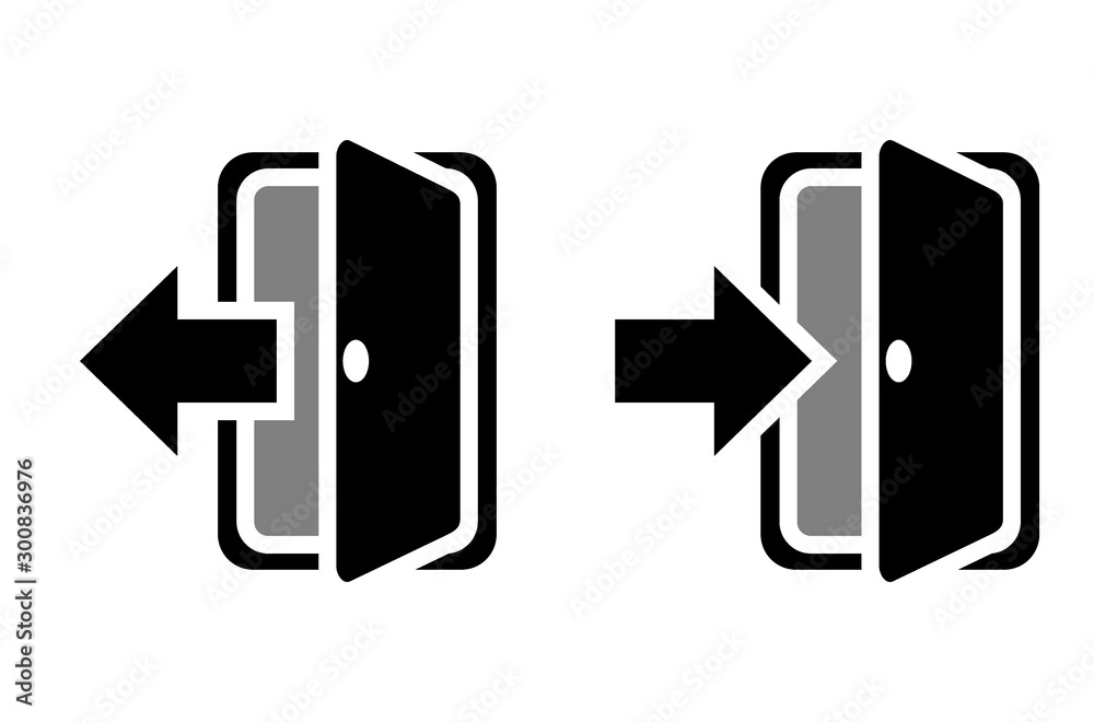 Exit door arrow logout emergency. Door logout sign icon, Door exit icon. Stock Vector Adobe Stock