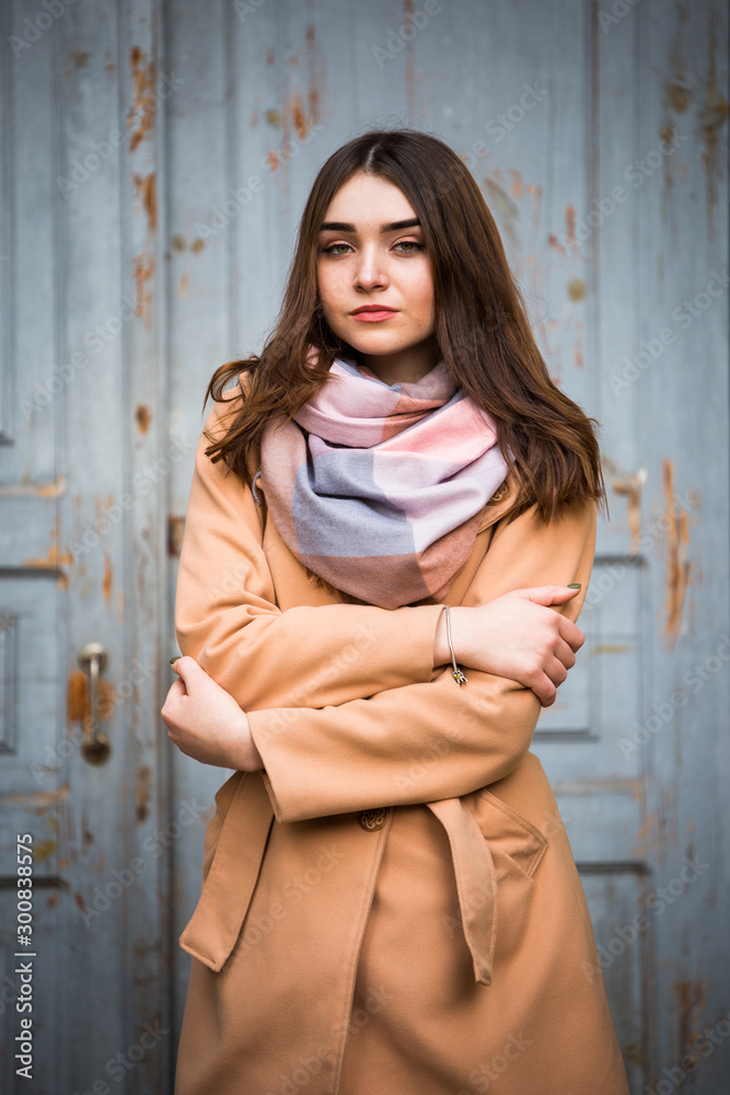 Fototapeta premium stylish woman in autumn park