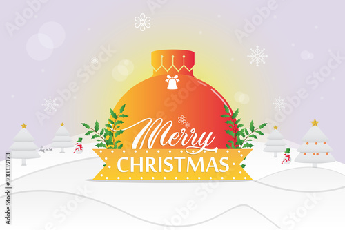 Letter banners designed by Merry Christmas. abstract Winter background tree, snow, forest. Xmas template card, poster, banner New year happy season design  Concept backdrop Holiday vector illustration