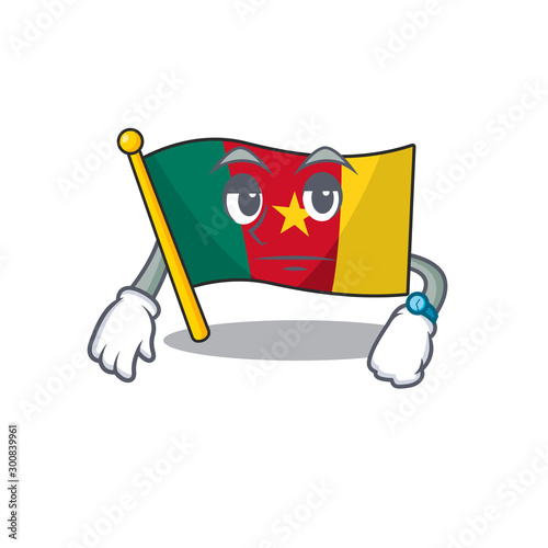 flag cameroon above the table waiting cartoon