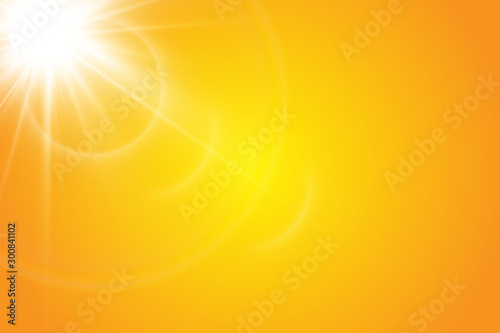 Warm sun on a yellow background. Leto.bliki solar rays