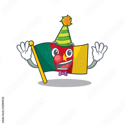 flag cameroon above the table cartoon clown