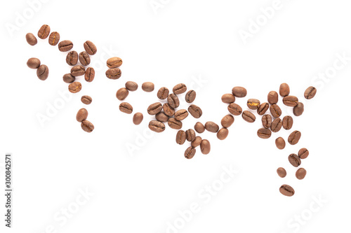 Coffee beans arrange on white background 