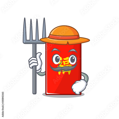 red envelope isolated with the farmer cartoon