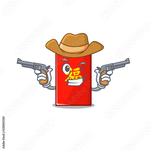 cowboy red envelope isolated with the cartoon