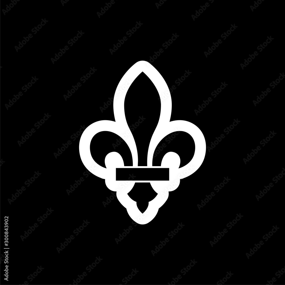 Fleur De Lis Icon isolated on black background Fleur De Lis Icon isolated on black background