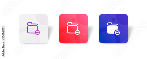 Folder minus round icon in outline and solid style with colorful smooth gradient background, suitable for mobile and web UI, app button,  infographic, etc