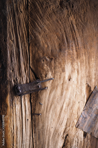 Texture of old weathered wooden door