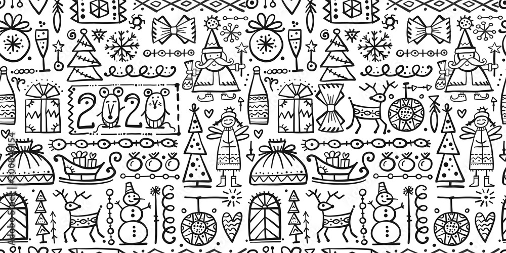 Christmas background, sketch for your design Christmas background, sketch for your design