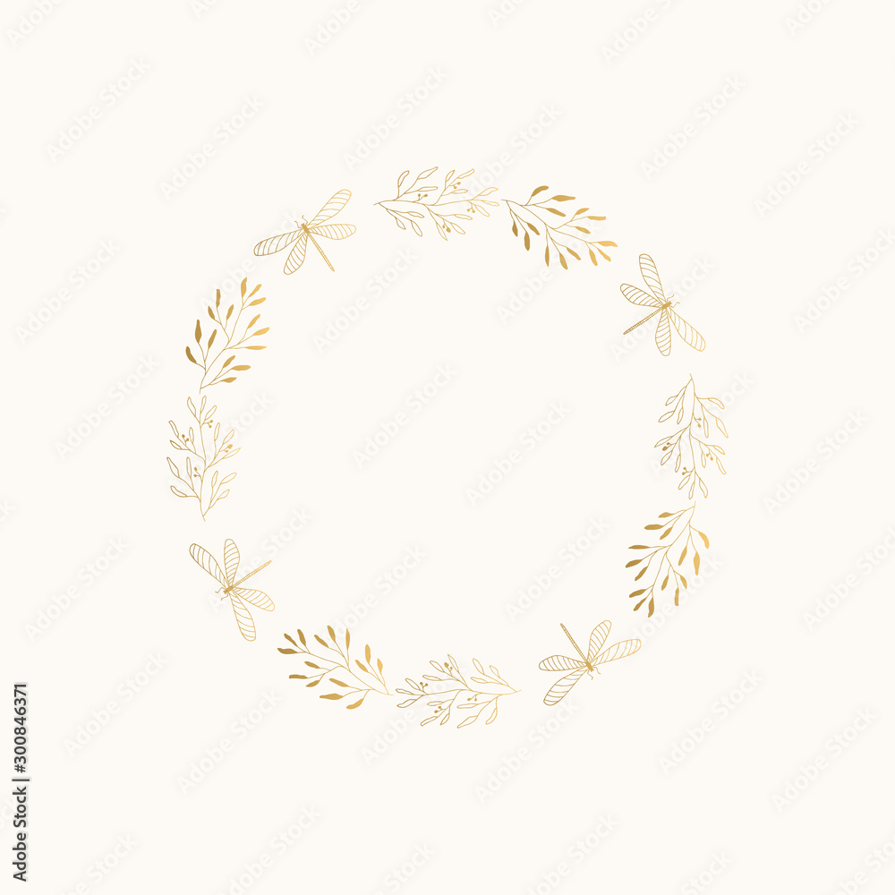 Golden luxury wreath. Vector isolated illustration.