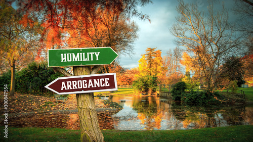 Street Sign to Humility versus Arrogance