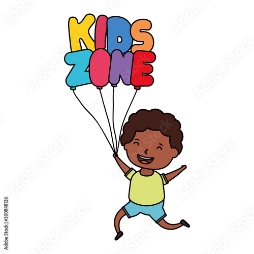 cute little afro boy with kids zone balloons helium