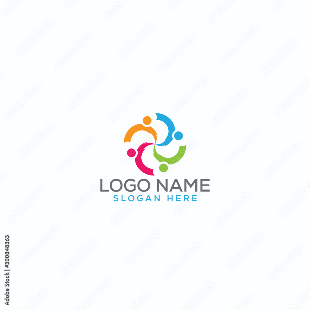 Unite/Community logo design template full vector