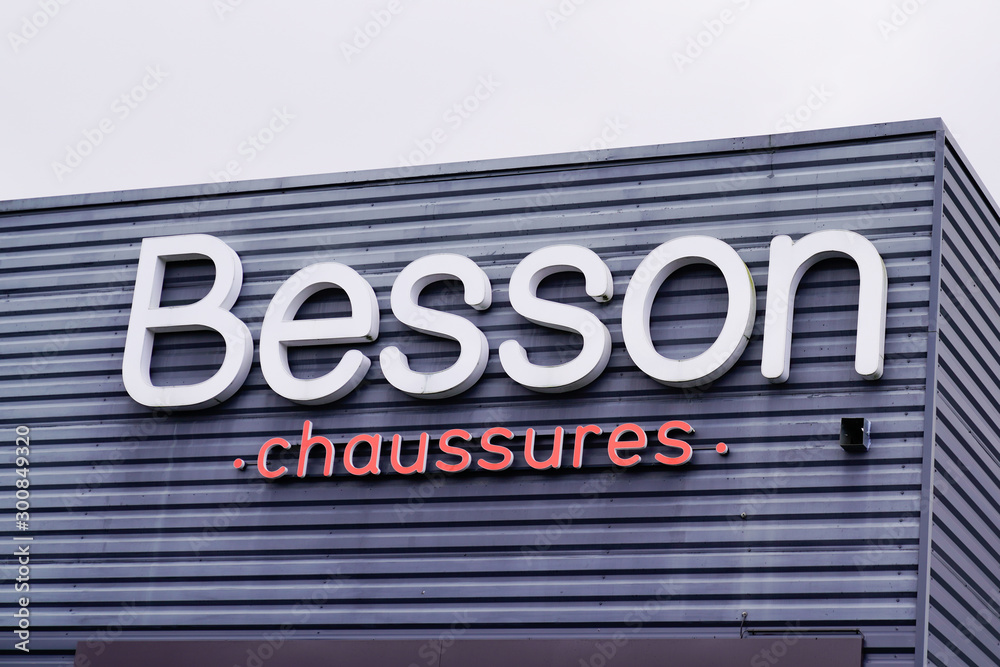 besson chaussures sign logo front store France sell shoes shop for men  women children Stock Photo | Adobe Stock