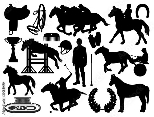 Horse riding, equestrian sport equipment isolated