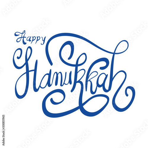 happy hanukkah celebration lettering icon