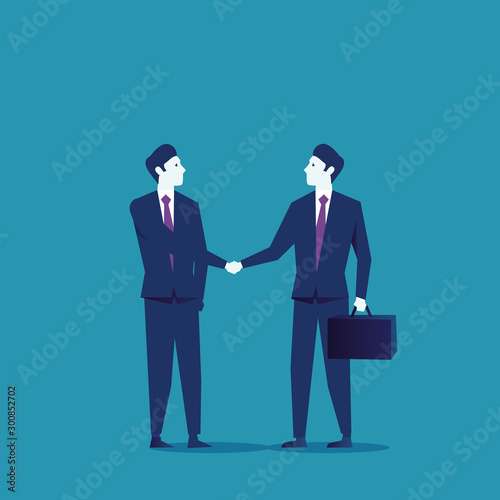  Business concept vector illustration in flat cartoon style Business people shaking hands. Money investment concept