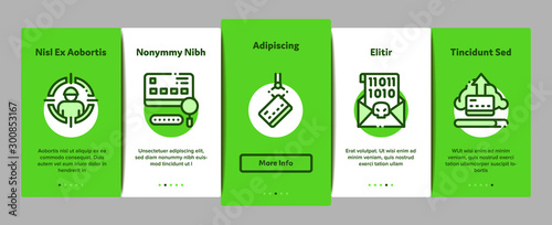 Carder Hacker Onboarding Mobile App Page Screen Vector Thin Line. Carder Silhouette And Smartphone, Bug And Fraud Virus, Laptop And Card Concept Linear Pictograms. Contour Illustrations