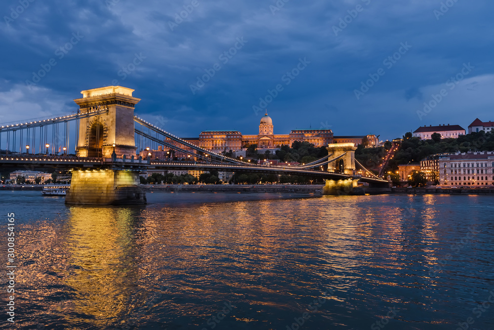 Szechenyi Chain Bridge on Danube River